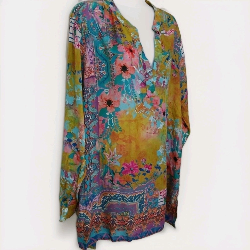 Soft Surroundings Colorful Boho Modal Tunic Lagen Abstract Floral Print #682 - Picture 2 of 12